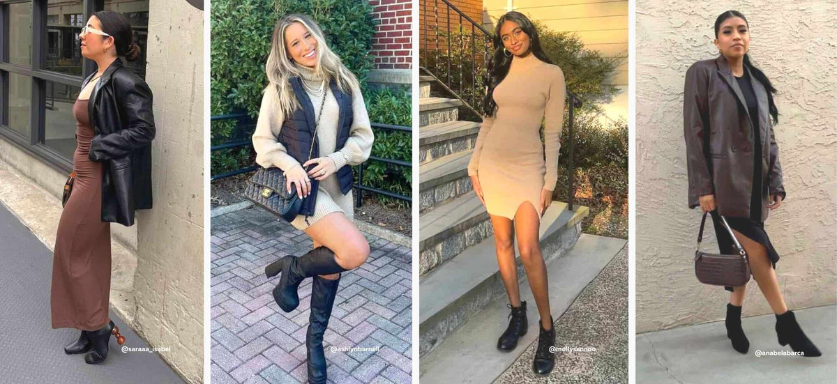 Dresses with Boots Outfits For Fall