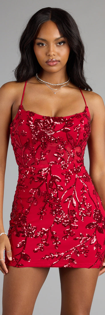 The Camila Sequin Lace-Up Bodycon Mini Dress is your new go-to Windsor dress—effortless, versatile, and made to update your fall style in seconds.