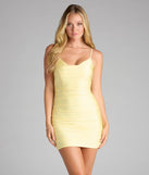 Feel ready for every dance floor moment or feed-worthy reel in the Casey Bodycon Mini Dress, a yellow homecoming dress designed to own your moment.
