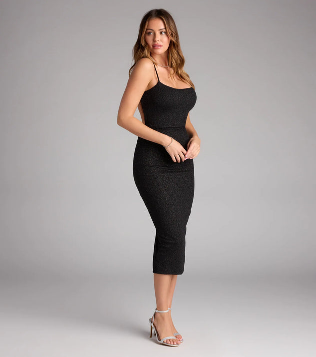 The Kourtney Glitter Bow Midi Formal Dress is your new go-to black dress—effortless, versatile, and made to update your fall style in seconds.