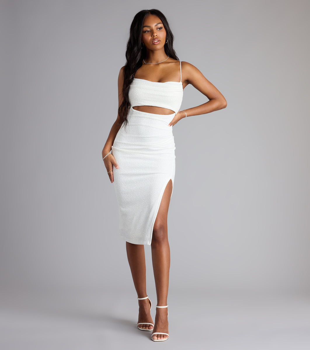 DICH HENDERSON ロブスター プリント ホワイト キャミソール Kassidy Glitter Cutout Midi Dress | Windsor