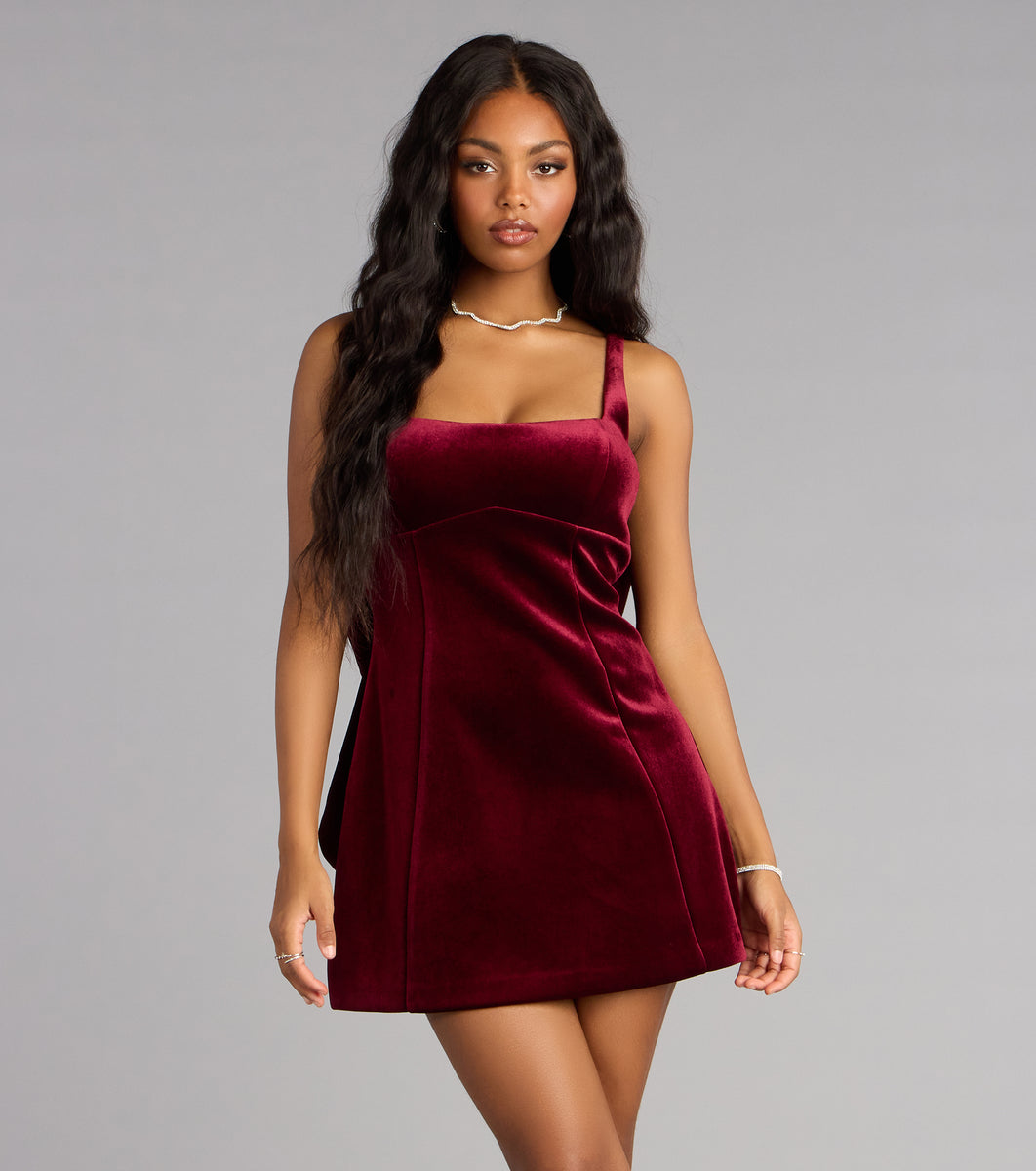endless rose velvet satin bow mini dress Analeah Woven Velvet Bow Mini Dress