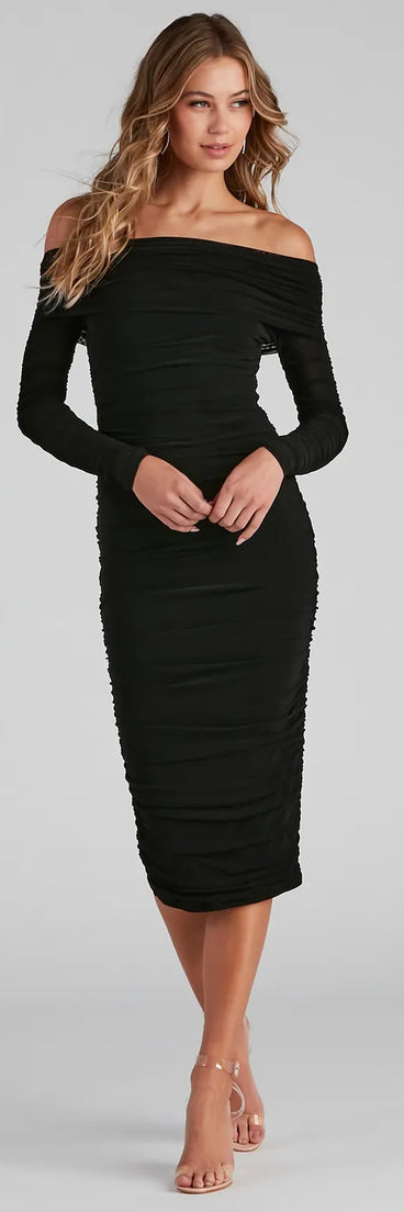 Giada Formal Ruched Midi Bodycon