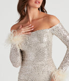 Jolie Sequin Feather Cuff Mini Dress