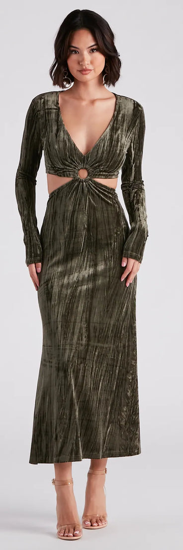 Kori Formal Velvet Cutout Midi Dress