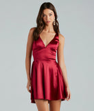 Macie Formal Satin Lace-Up Skater Dress