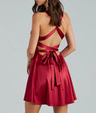 Macie Formal Satin Lace-Up Skater Dress