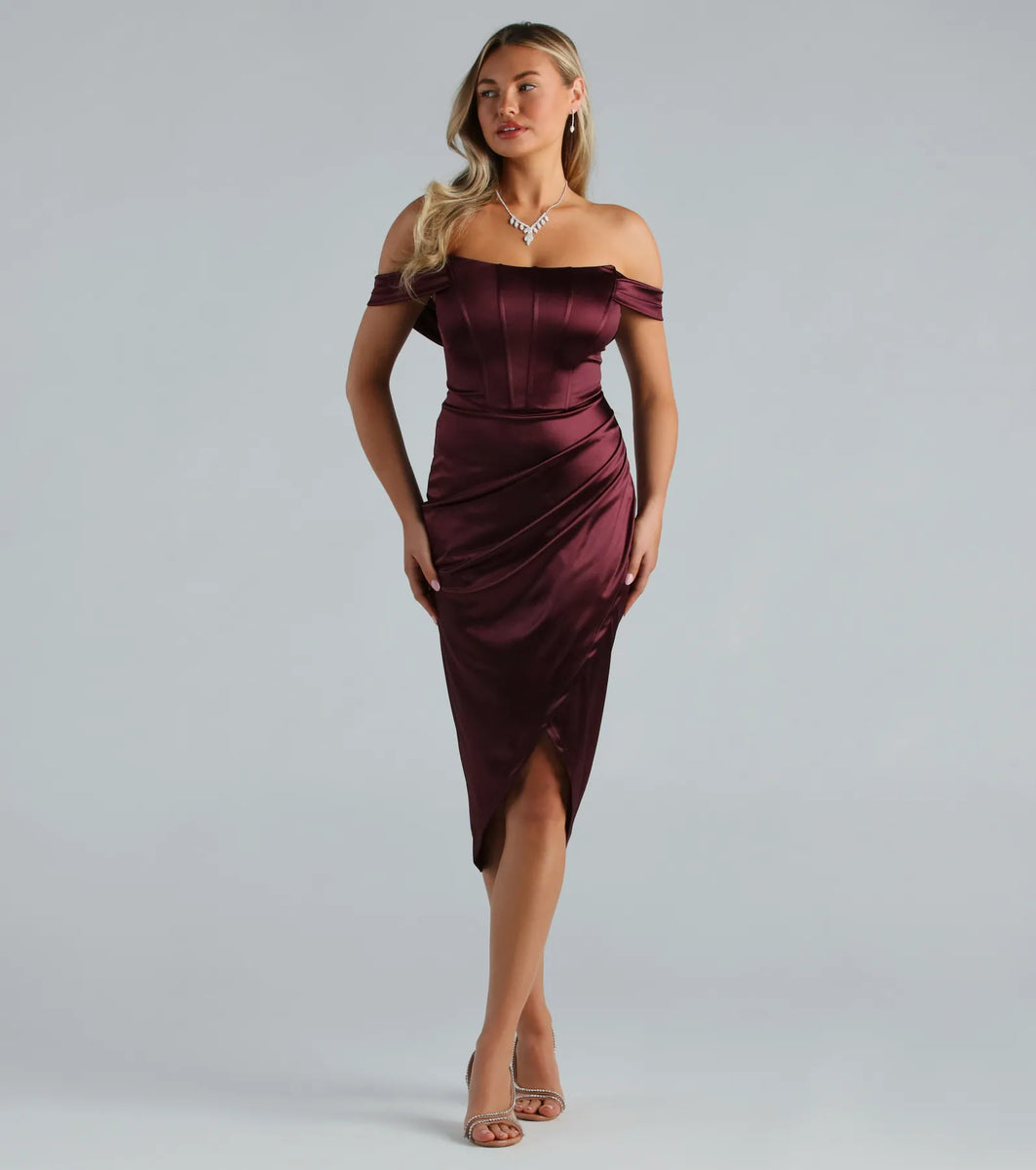 Coraline Satin Corset Wrap Formal Dress Windsor