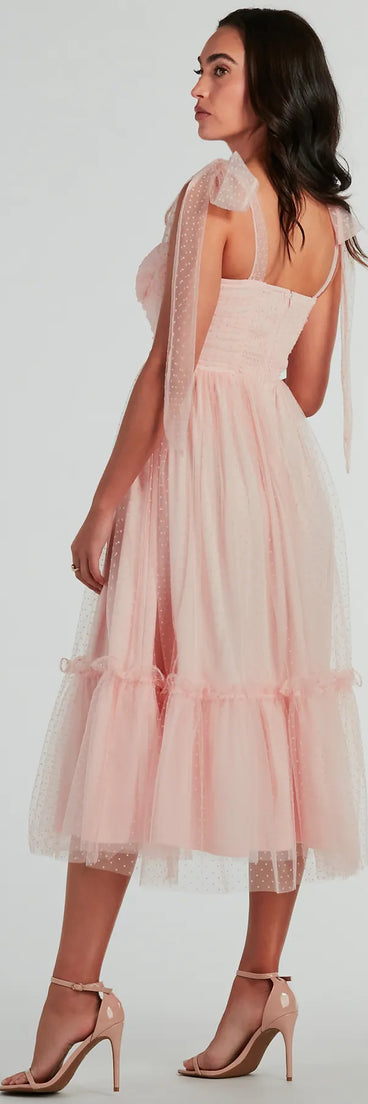 Arielle Bow Strap A-Line Midi Formal Dress