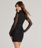 Turn heads with the Malia Rhinestone Sheer Mesh Formal Mini Dress, a black New Year's Eve dress featuring a festive style and glamorous accents, ideal for any NYE celebration or cocktail party.