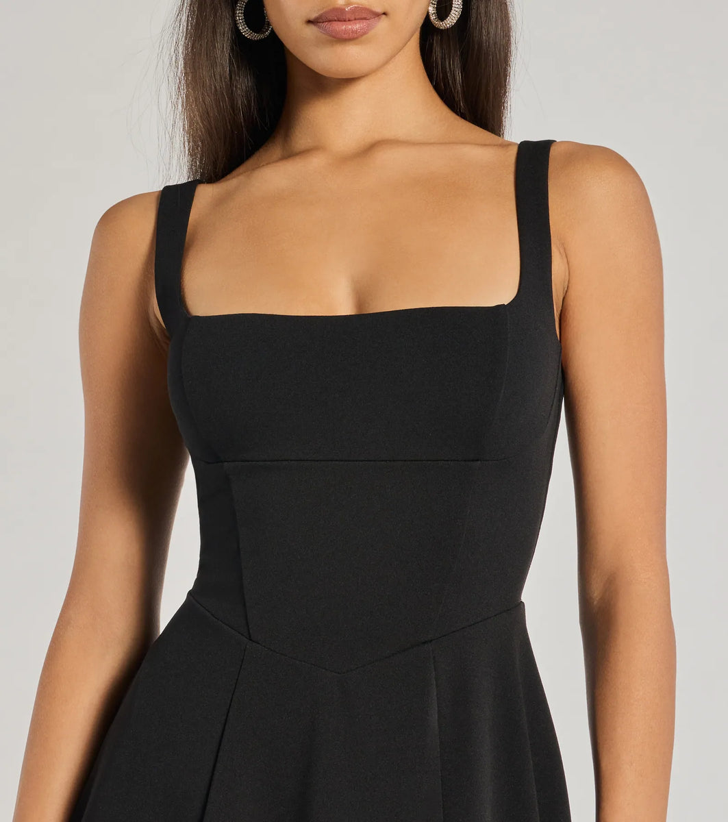 Silvia Lace-Up Fit And Flare Midi Crepe Dress | Windsor Silvia Lace-Up Fit And Flare Midi Crepe Dress | Windsor