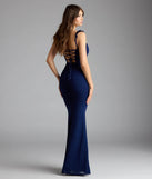 Style your seasonal looks with the Morgana Lace-Up Ruched Mermaid Dress, a trend-right, navy blue fall dress designed for any plan on your calendar with new and unqiue details.