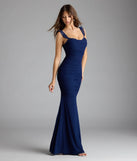The Morgana Lace-Up Ruched Mermaid Dress is your new go-to navy blue dress—effortless, versatile, and made to update your fall style in seconds.