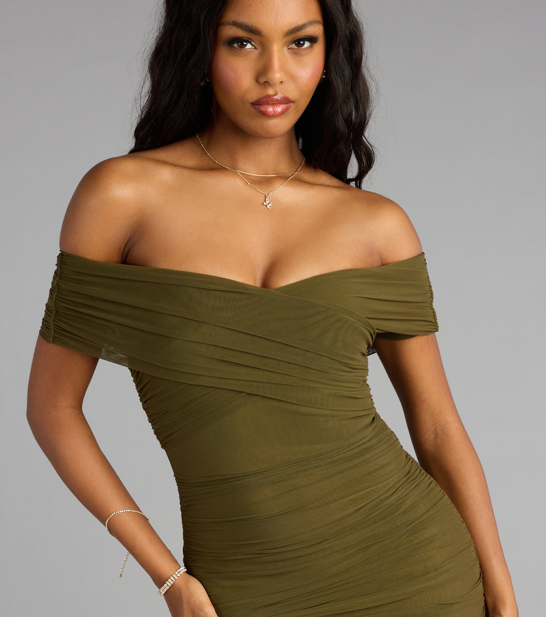 green emerald velvet dress Allison Off-The-Shoulder Mermaid Formal Dress