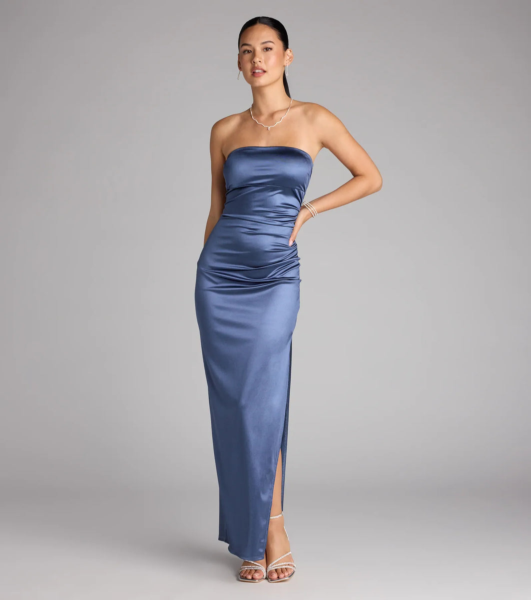 Kaleigh Satin Strapless Formal Dress Windsor - Main Image
