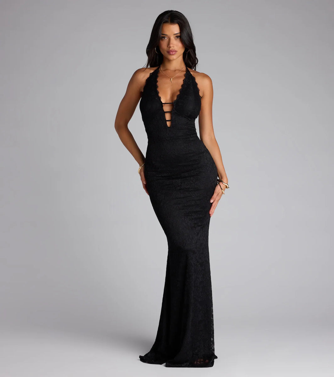 ◆ojos◆ Open Waist Mermaid Dress Black 23MW-OP01-BK Mermaid Dress With Open Back In Black - Nina Ricci