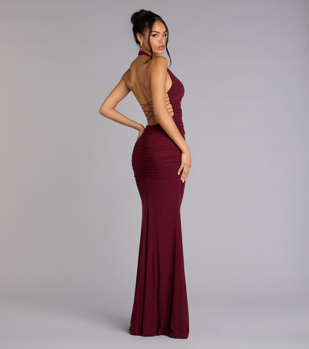 backless halter dress white Vella Cowl-Back Halterneck Mini Dress in White main image 0