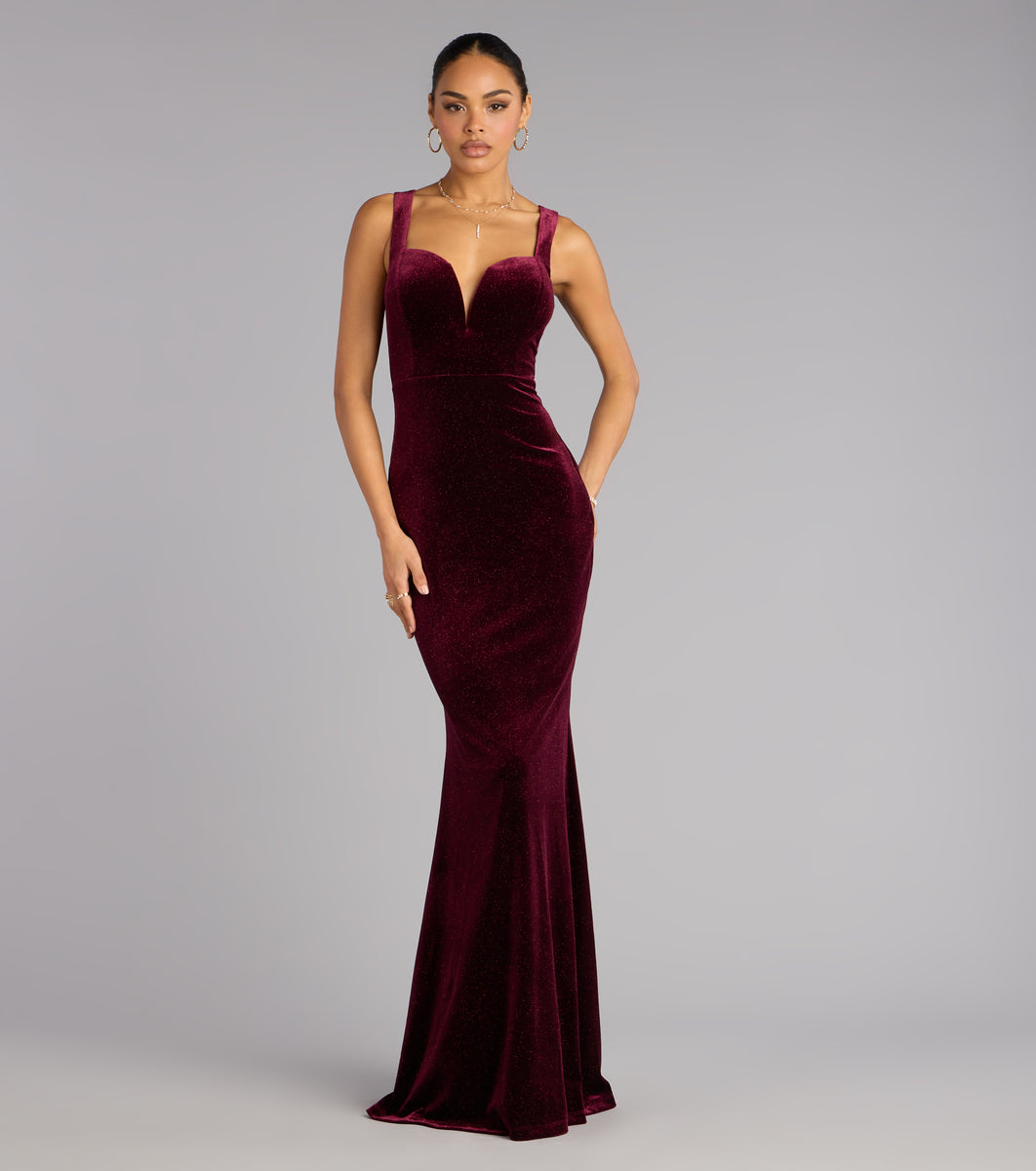 green emerald velvet dress Miriam Floral Velvet Mermaid Formal Dress main image 0