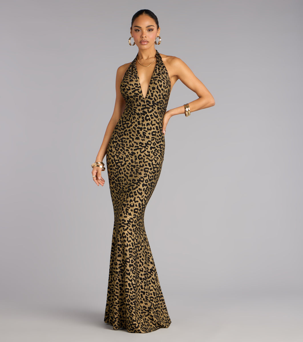 Diana Glitter Leopard Mermaid Formal Dress | Windsor Diana Glitter Leopard Mermaid Formal Dress | Windsor