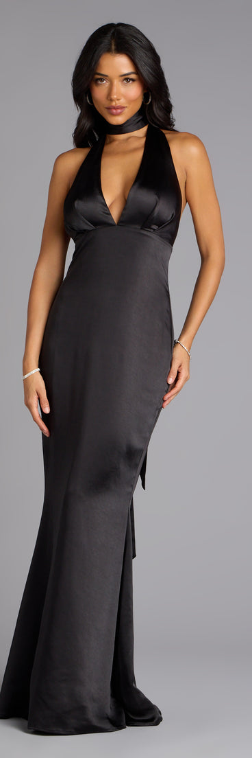 The Erika Halter Satin Column Formal Dress is your new go-to Windsor dress—effortless, versatile, and made to update your fall style in seconds.