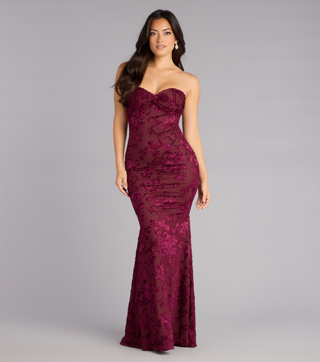 formal flocked velvet dress Windsor Morgan Formal Flocked Velvet Dress
