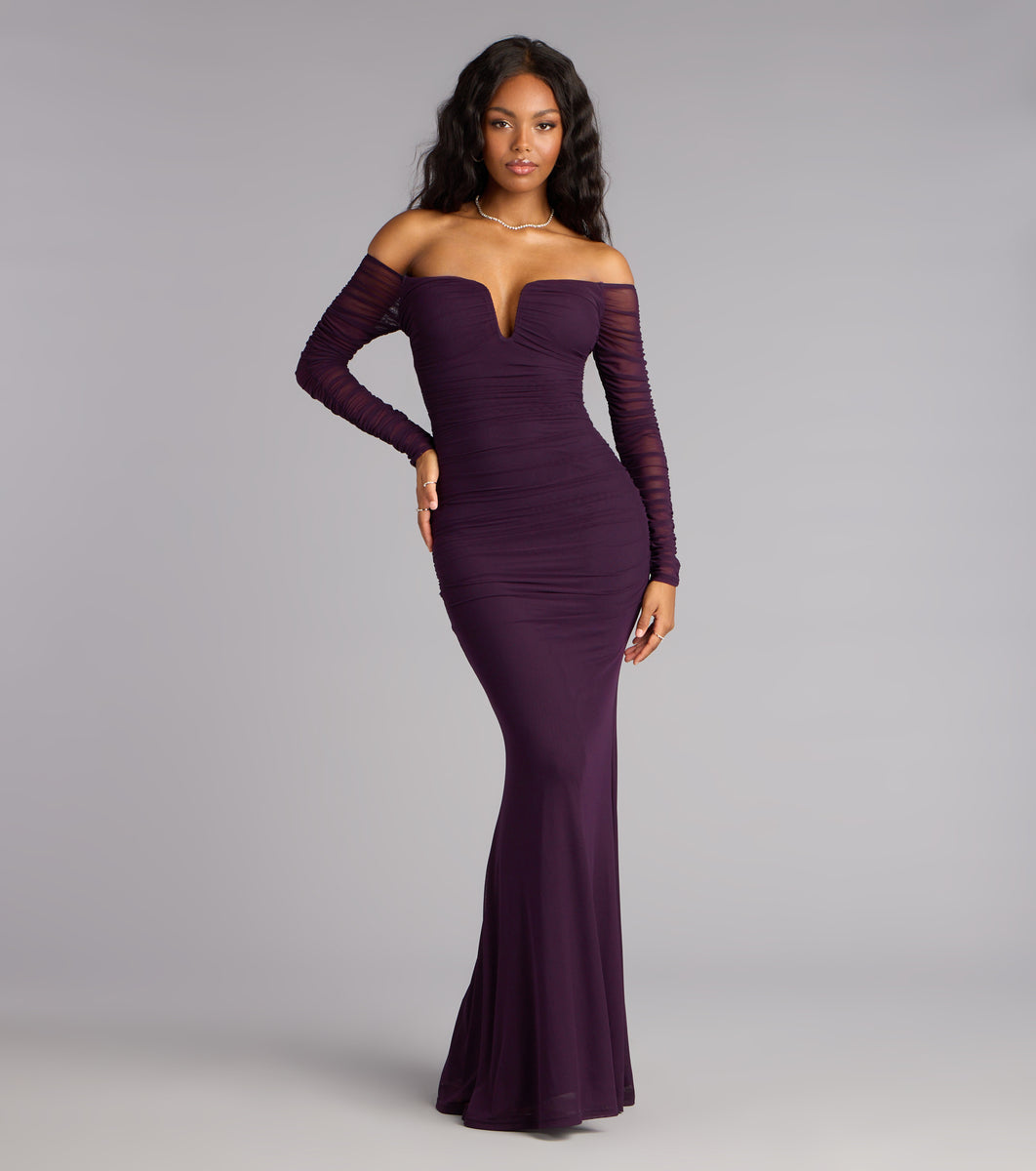 Marla Mesh Off-The-Shoulder Formal Dress | Windsor Marla Mesh Off-The-Shoulder Formal Dress | Windsor