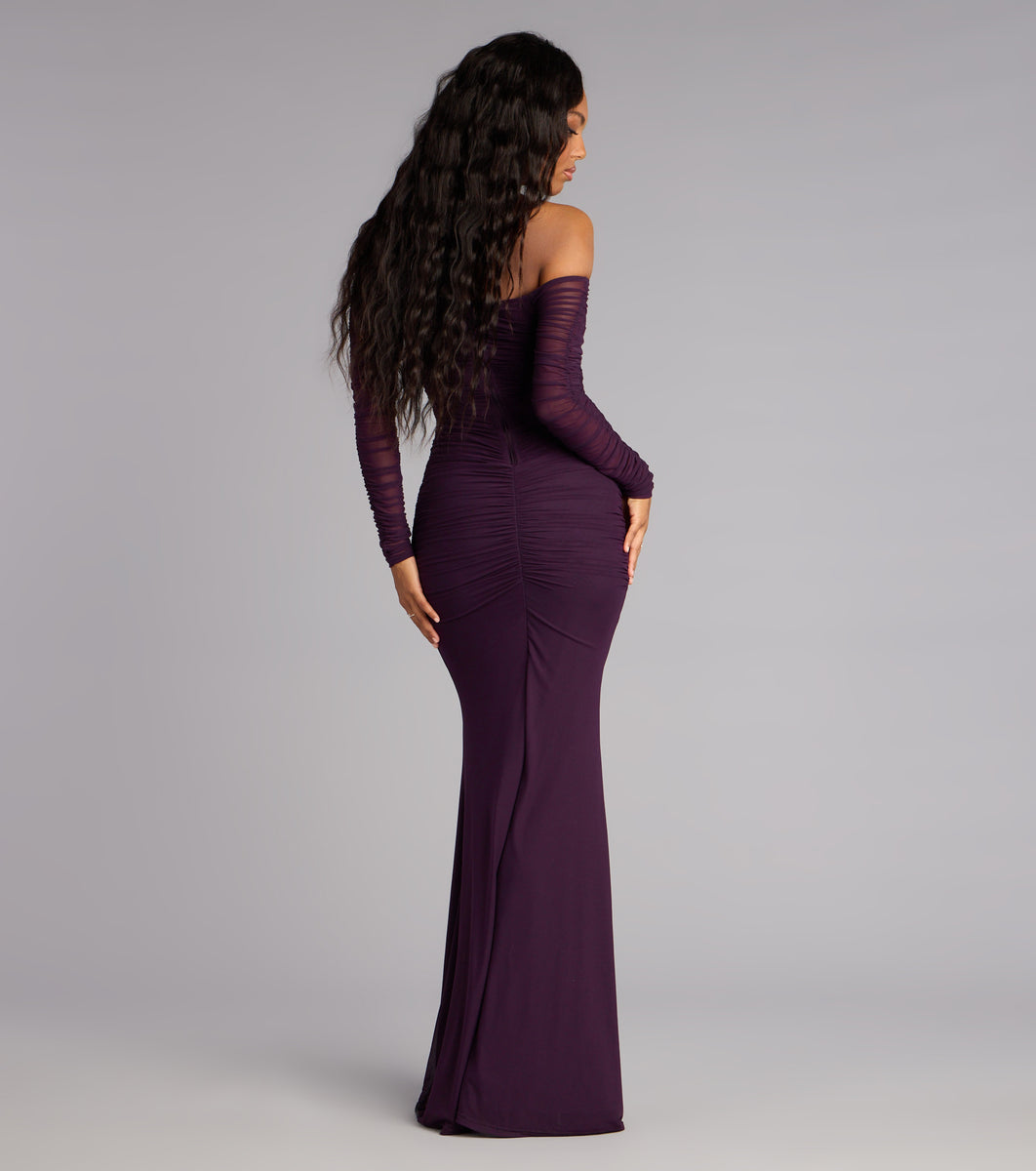 strapless open back dress Dark Purple Off Shoulder High Low Dress, Beautiful Party Dresses –  Cutedressy main image 1