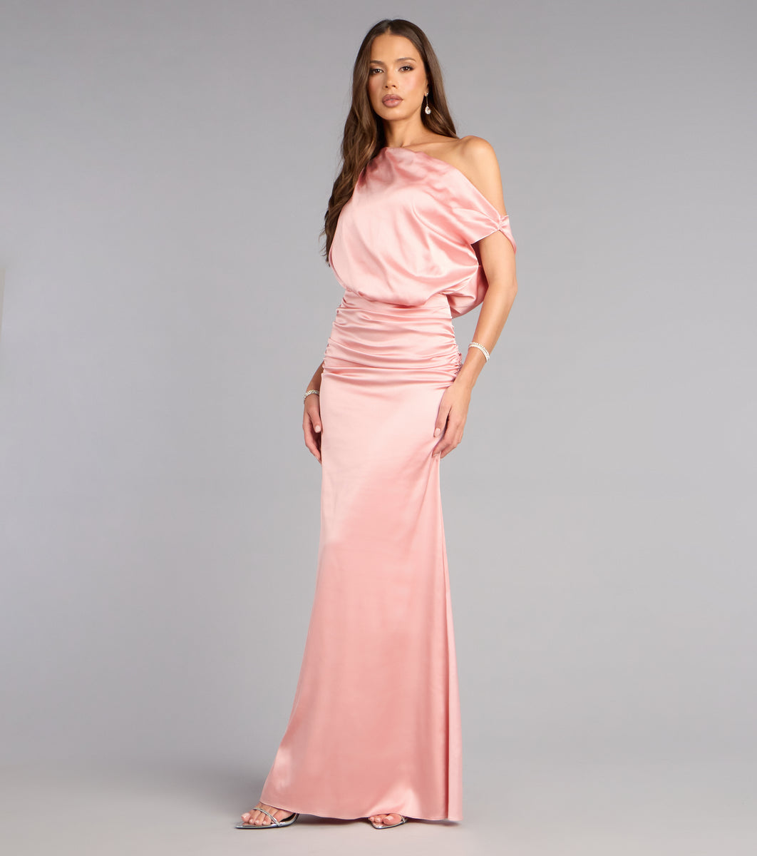 Windsor Cassandra Off-Shoulder Formal Dress in Pink | Size: S