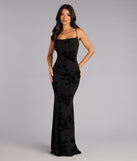 Arabella Velvet Floral Lace-Up Mermaid Formal Dress