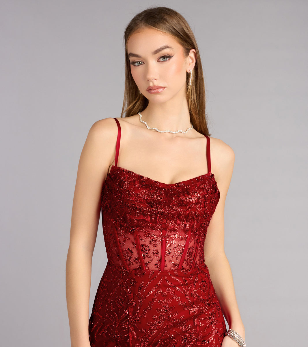 glitter lace up sequin dress Glitter Red Sequin Spaghetti Straps Lace Up Tight Mini Party Dresses
