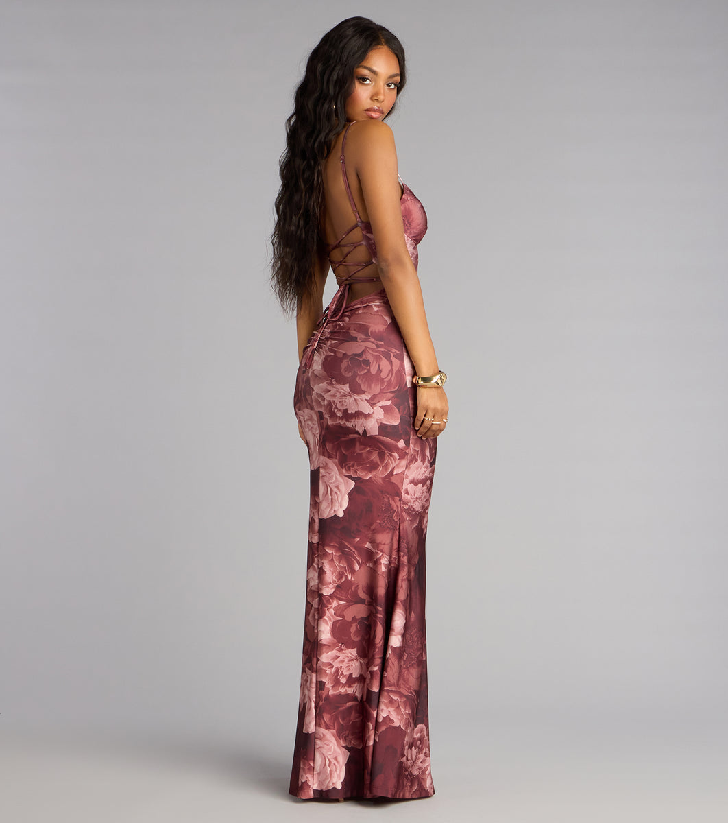 Leanne Floral Lace-Up Mermaid Dress | Windsor