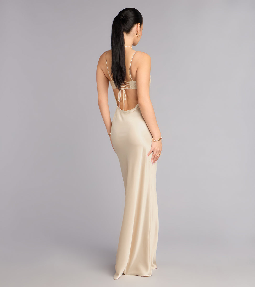 Carrie Satin Sequin Lace-Up Formal Dress Carrie Satin Sequin Lace-Up Formal Dress