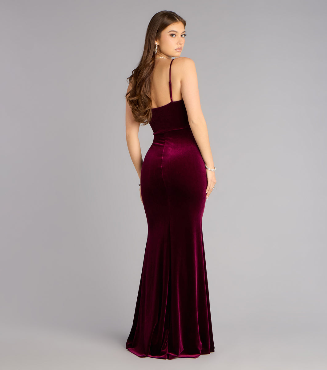 Layne Velvet Mermaid Formal Dress in Navy Blue | Size: S | Windsor