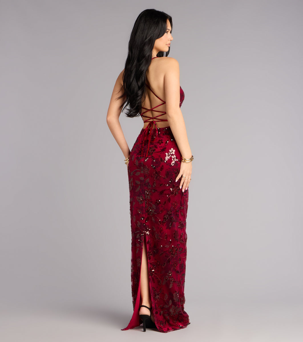 Mollie Sequin Bead Column Formal Dress | Windsor