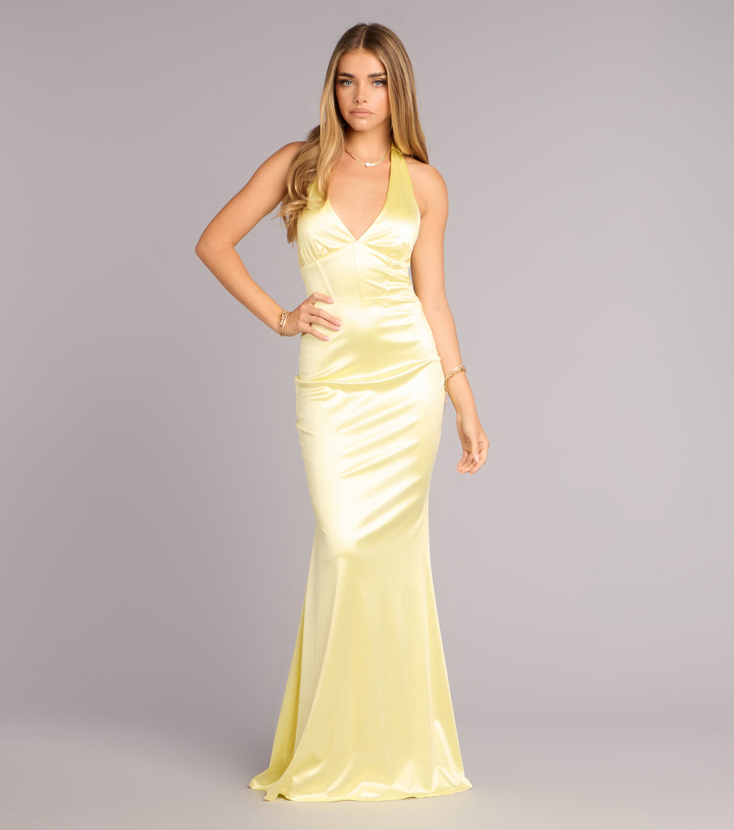 Ariyah Satin Halter Mermaid Dress | Windsor