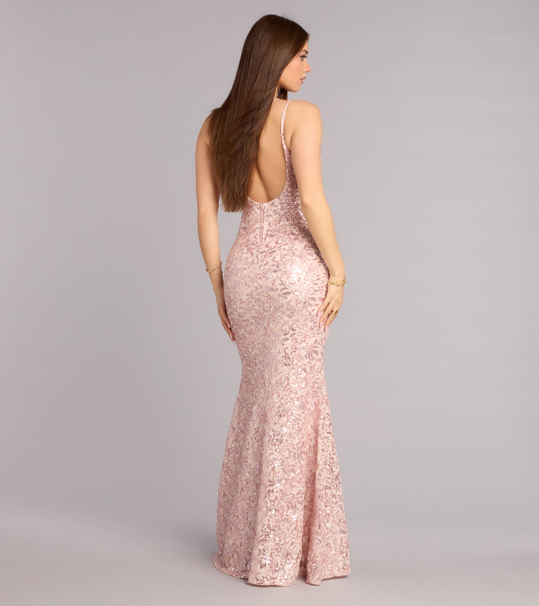 Addilyn Sequin Floral Lace Mermaid Dress in Pink | Size: S | Lace Fabric/Knit Fabric | Windsor Addilyn Sequin Floral Lace Mermaid Dress in Pink | Size: S | Lace Fabric/Knit Fabric | Windsor