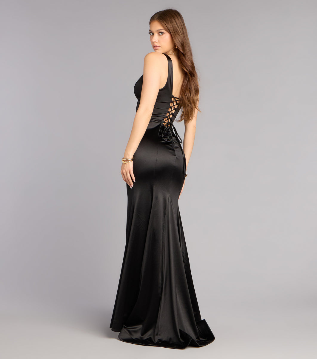 winslow formal satin lace up dress from windsor Winslow Formal Satin Lace-Up Dress