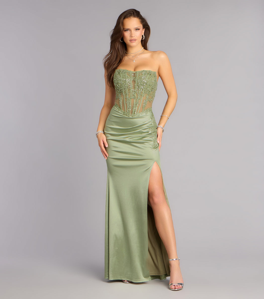 Valentina Formal Satin Corset Mermaid Dress