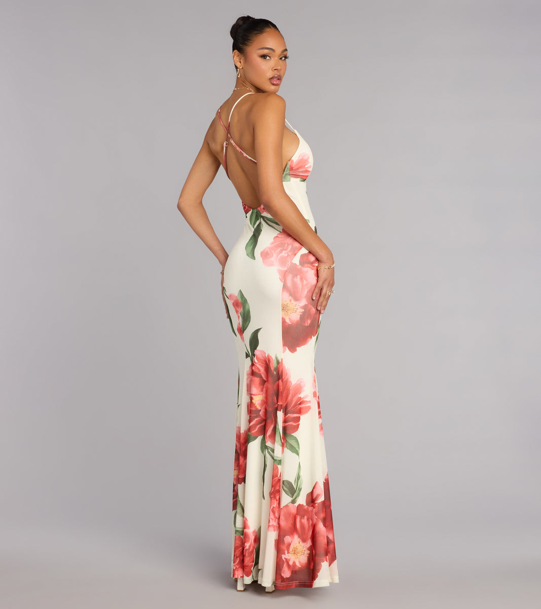 floral dress with open back Elara Formal Hfyihgf Women's Sequin Dress drop:PF26 KIDSWEAR round neckline Primary color:Red sequins