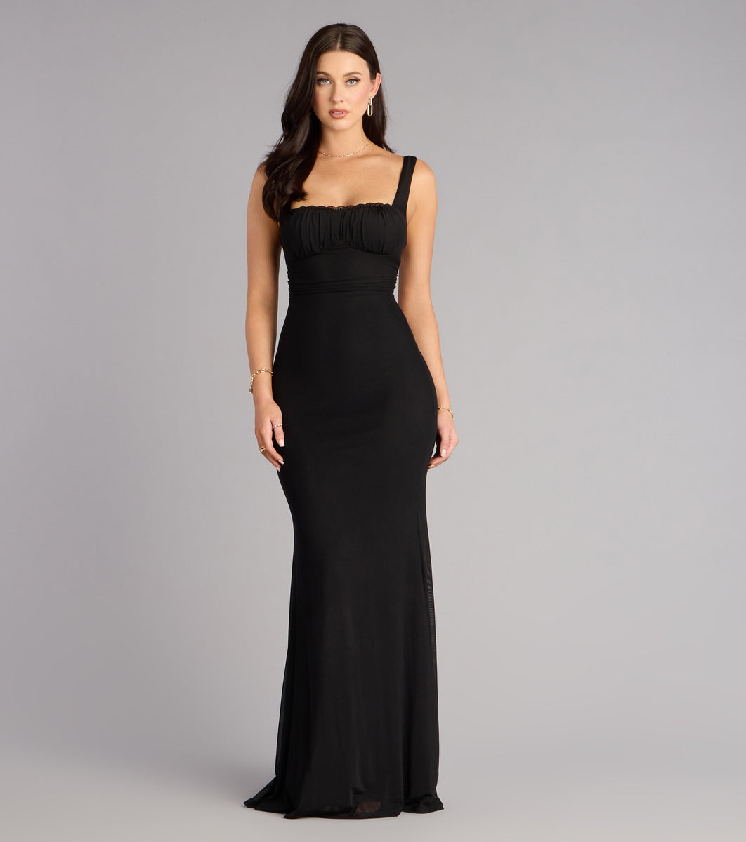 Arden Mesh Lace-Up Mermaid Formal Dress | Windsor