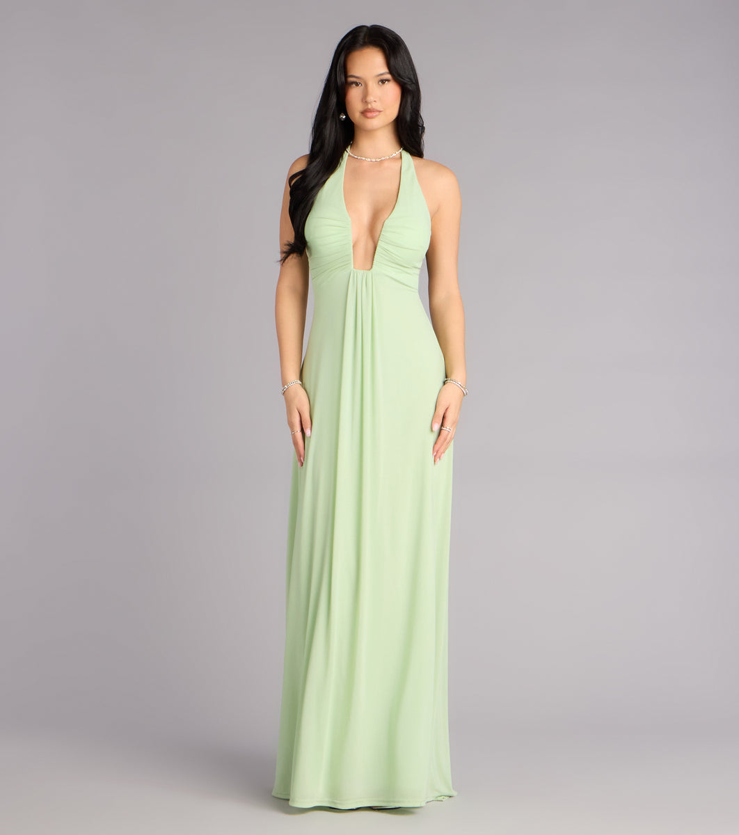 Windsor Kendall Mesh A-Line Formal Dress in Light Blue