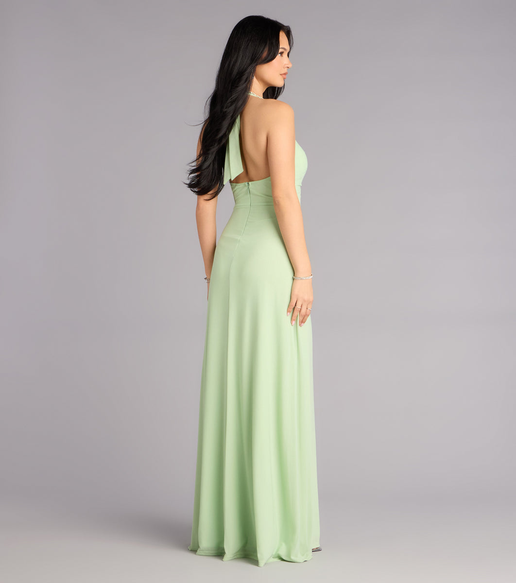 Windsor Kendall Mesh A-Line Formal Dress in Light Blue