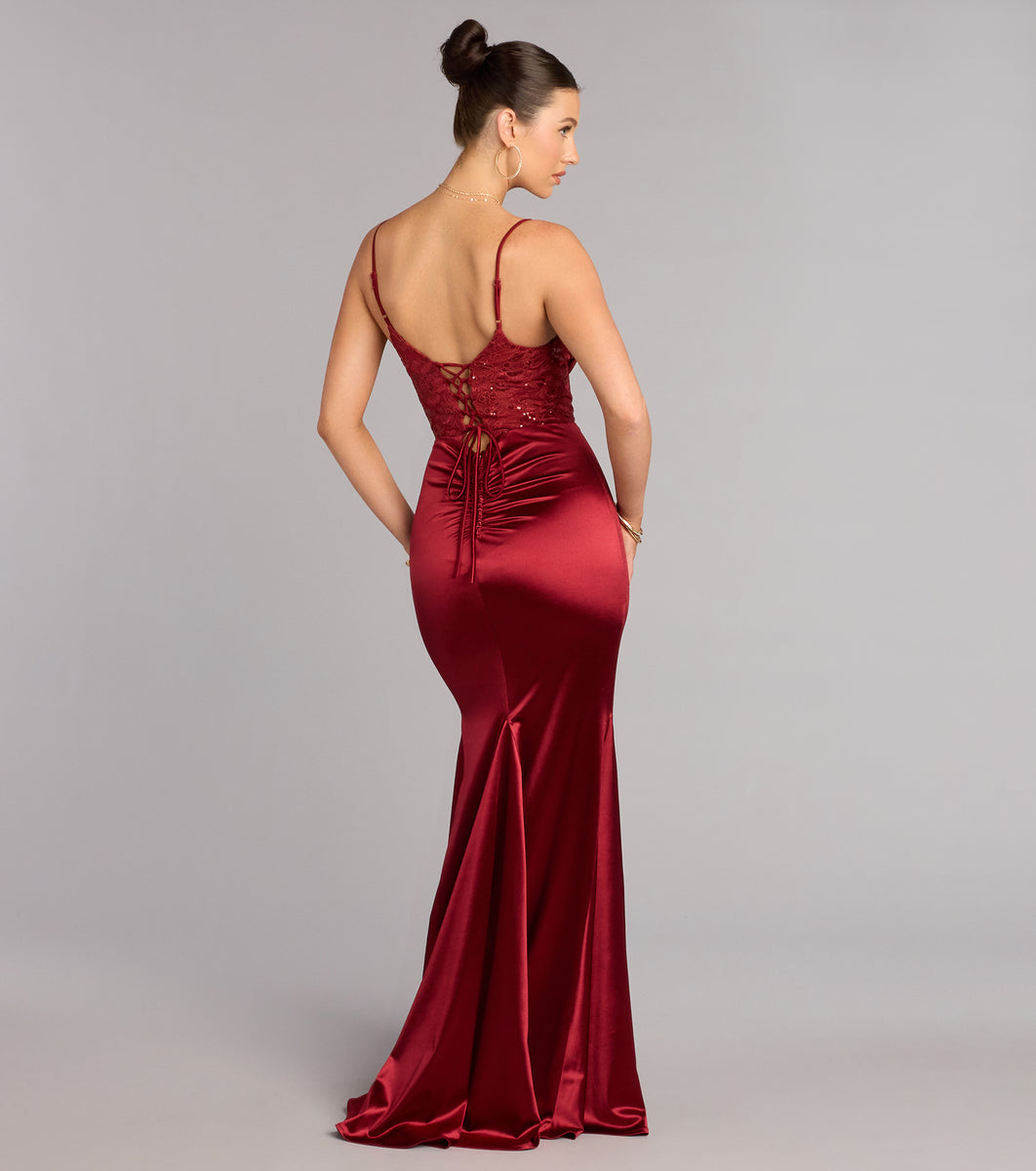 Gigi Satin Sequin Lace Formal Dress | Windsor