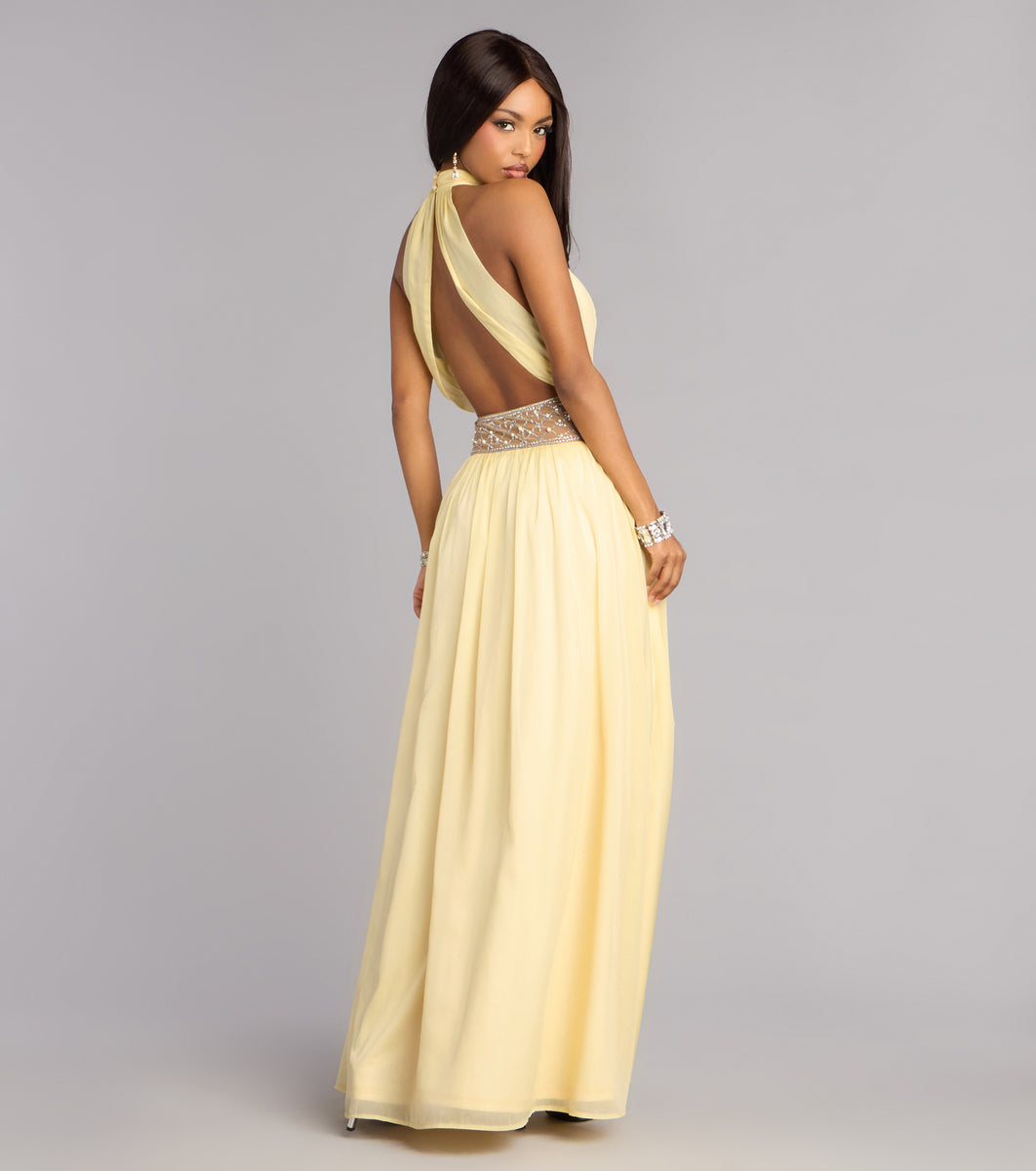 Monica Chiffon Embellished Formal Dress