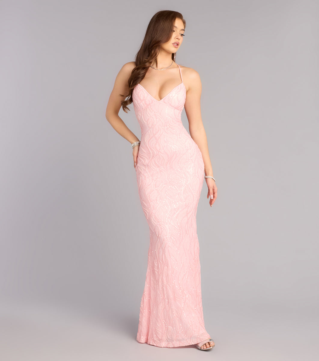 Clementine Sequin Bead Formal Dress