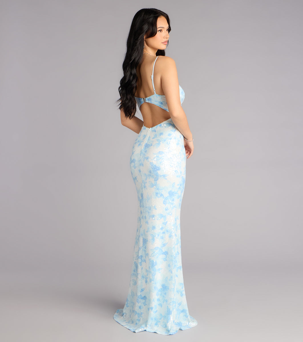 Justina Sequin Floral Formal Dress | Windsor Justina Sequin Floral Formal Dress | Windsor