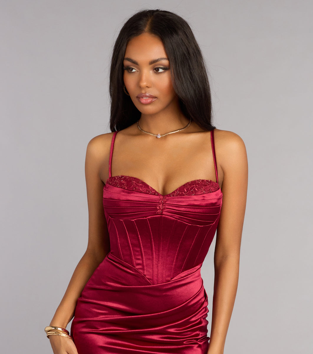 windsor corset dress Janae Satin Corset Lace-Up Mini Dress