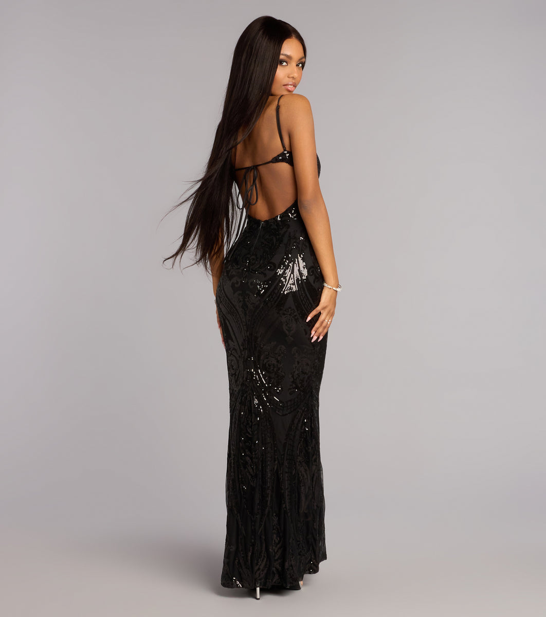 Ray Sequin Tie-Back Formal Dress | Windsor Ray Sequin Tie-Back Formal Dress | Windsor
