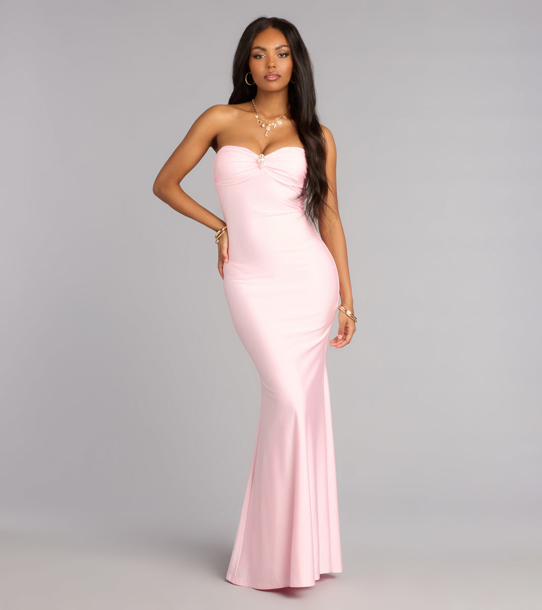 Zooey Faux Pearl Trim Mermaid Formal Dress | Windsor