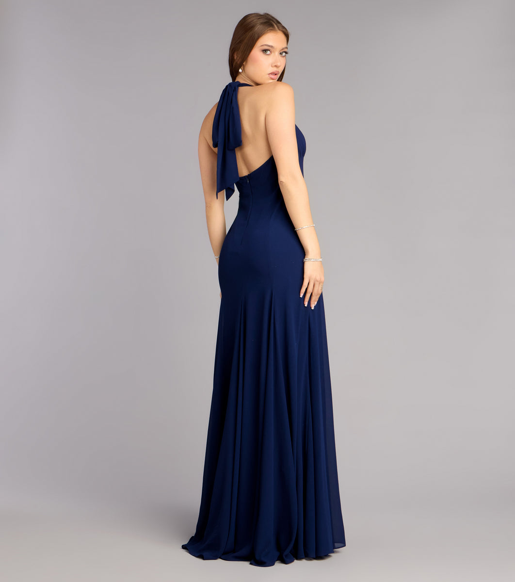 navy blue dress for baby girl A-line/Princess Straps Floor-Length Sleeveless Tulle Bridesmaid Dress main image 1